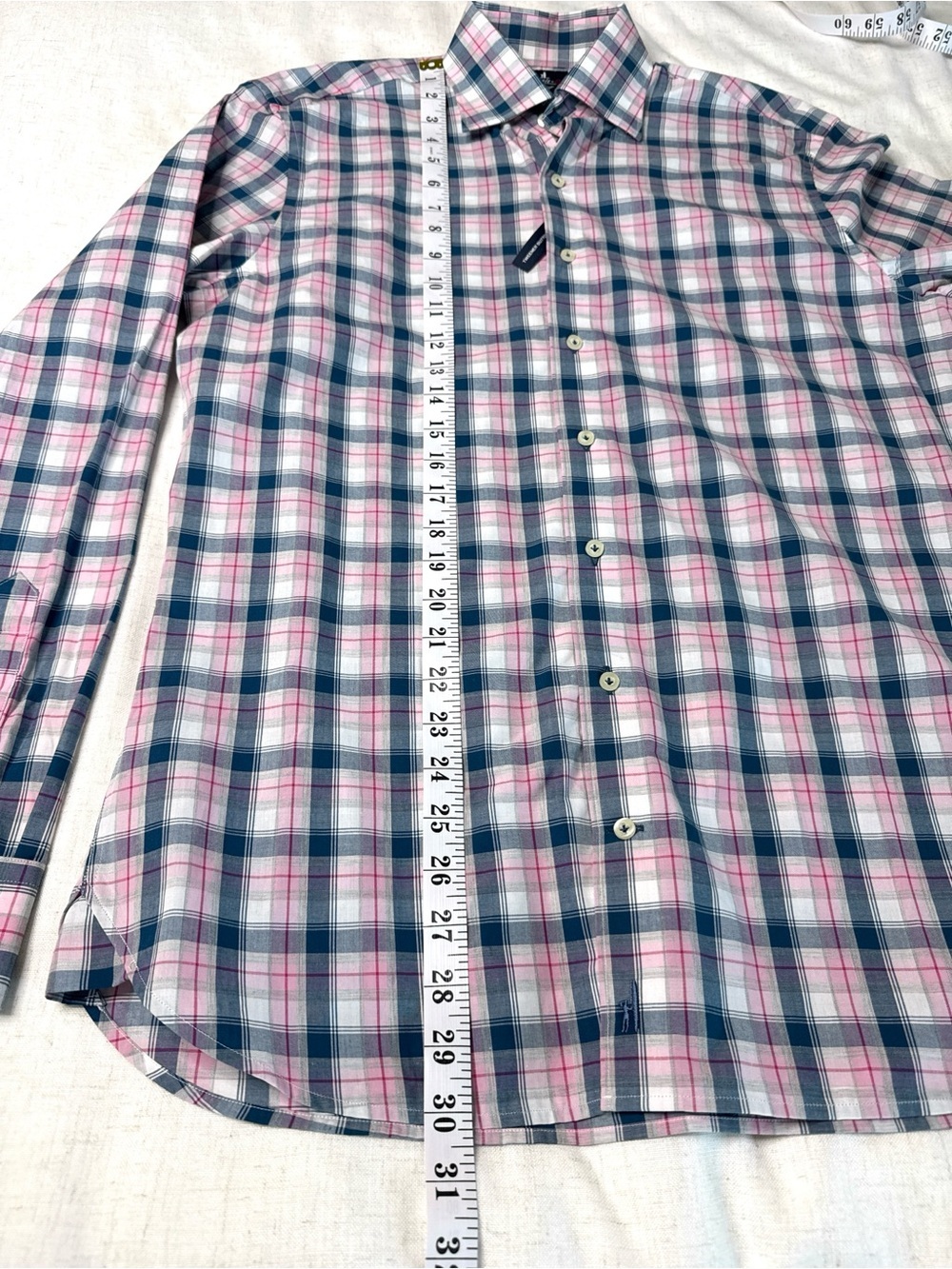 Johnnie-O Top Shelf Granger Button-Down Shirt Pink Blue Plaid Size Small NWT - Picture 12 of 13